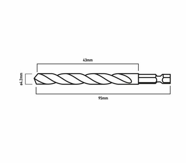 Metaalboor 4,2mm 1/4 (bit) aan sluiting tek